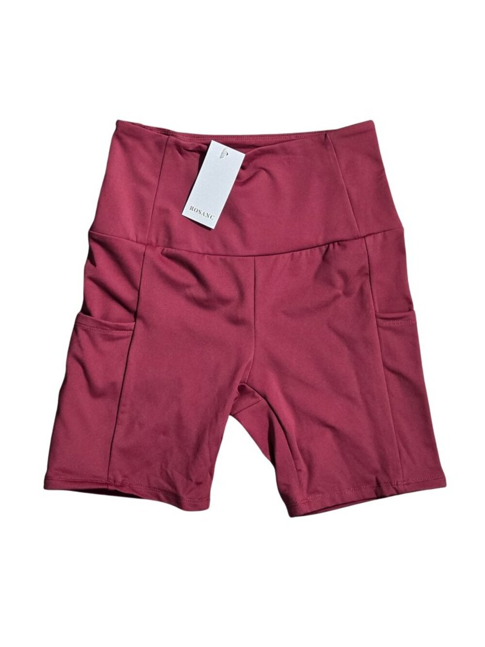 NWT | ROSANC Burgundy High-Rise Biker Shorts | Side Pockets | Small
